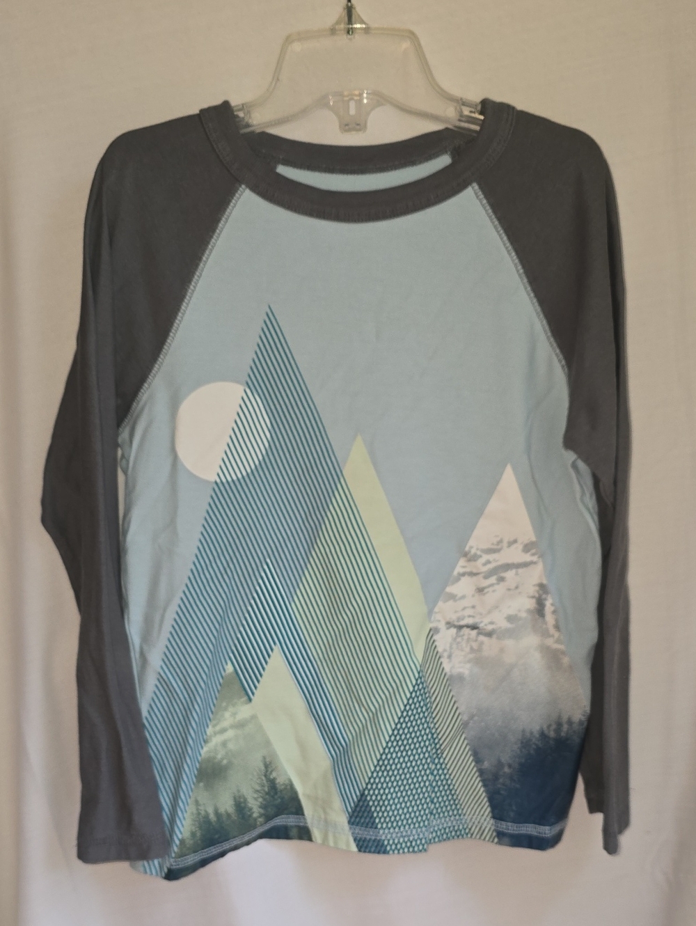 Tea Collection Light Blue & Gray Mountain Raglan Long Sleeve Tee